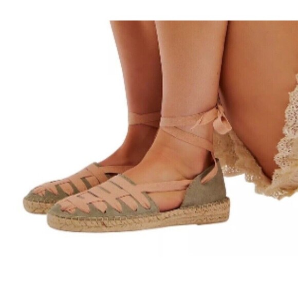 Free People Heat Wave Corset Wrap Ribbons Espadrille 38/7.5 Fairy Grunge - Picture 3 of 14